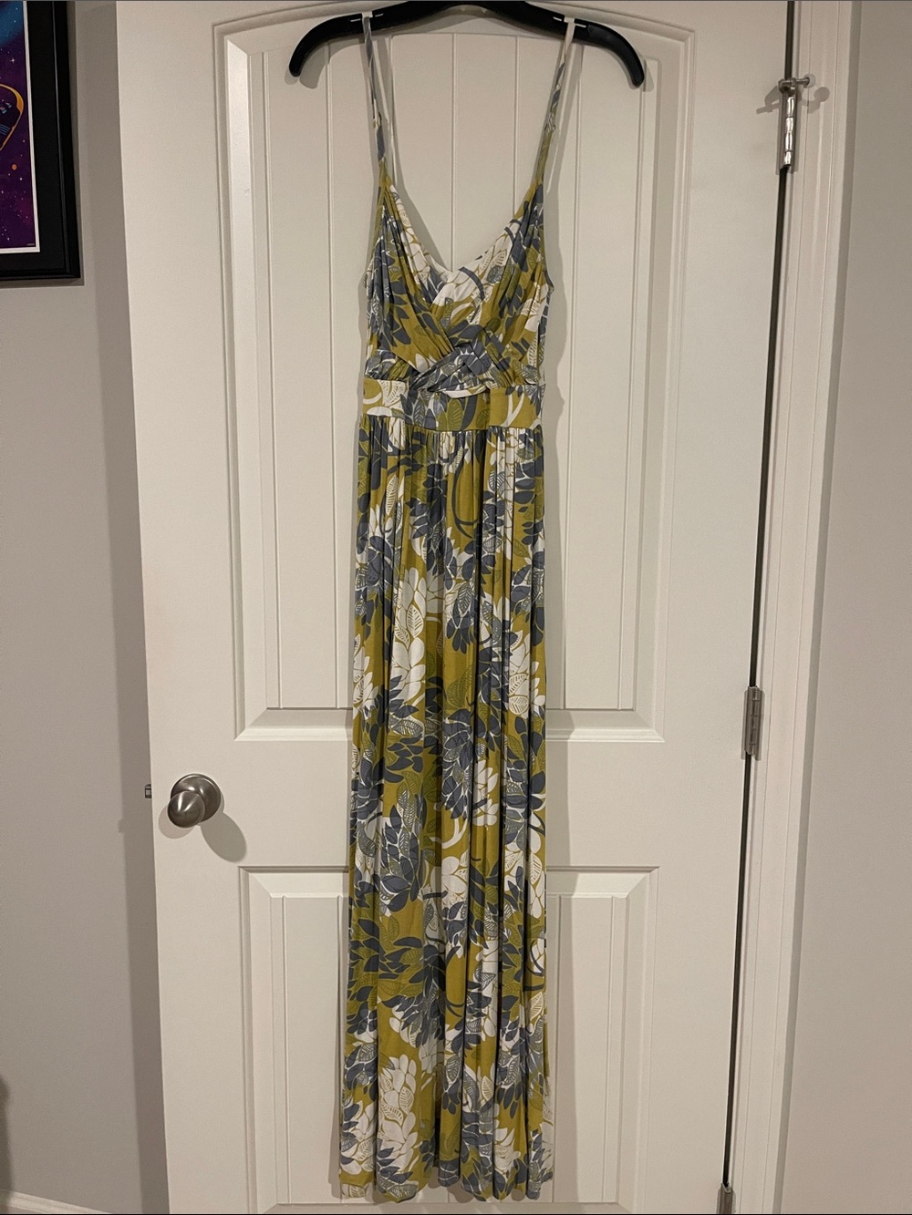 New York & Company Olive & Gray Floral Maxi Dress